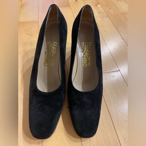 Salvatore Ferragamo Black Suede Heels